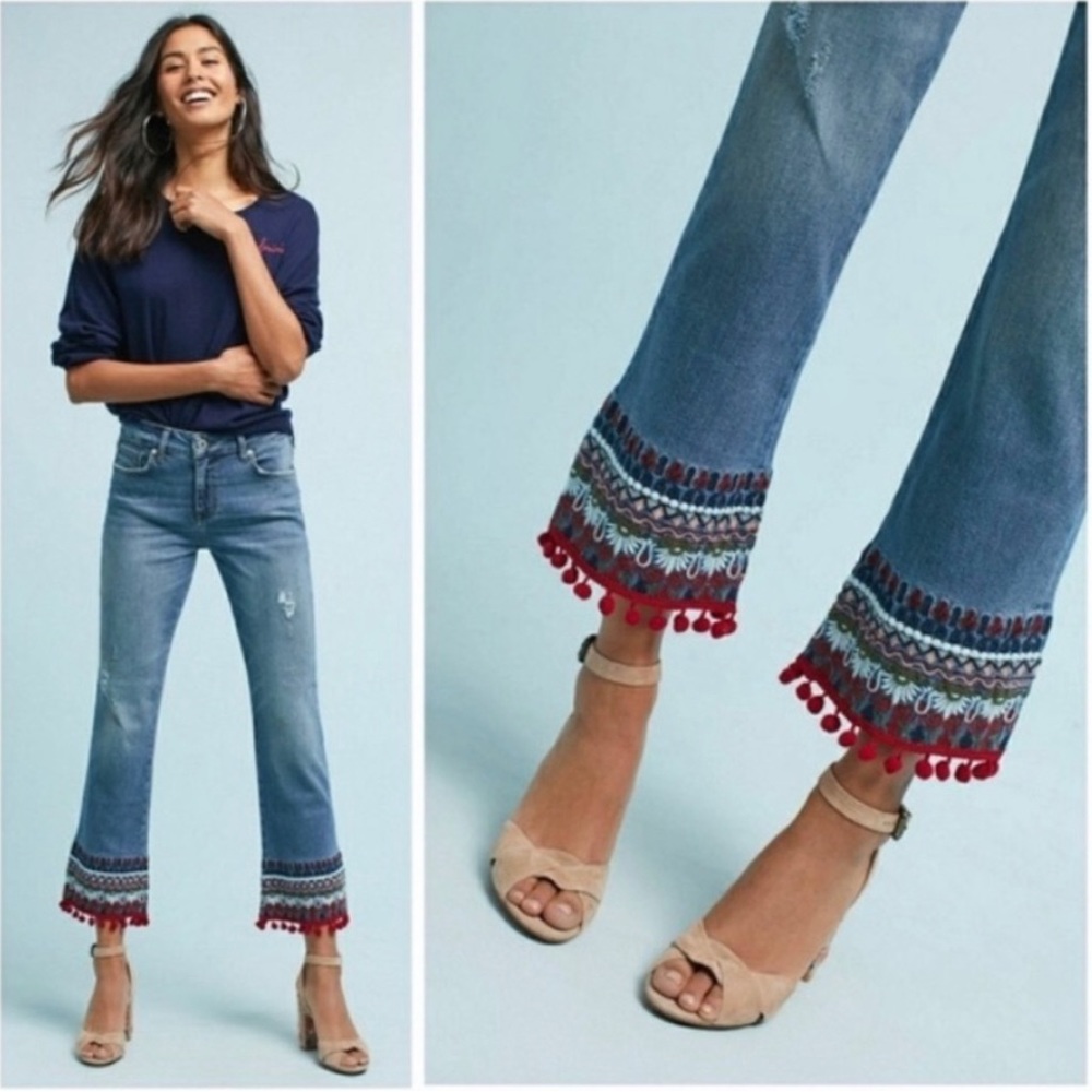 Pilcro and the Letterpress embroidered jean